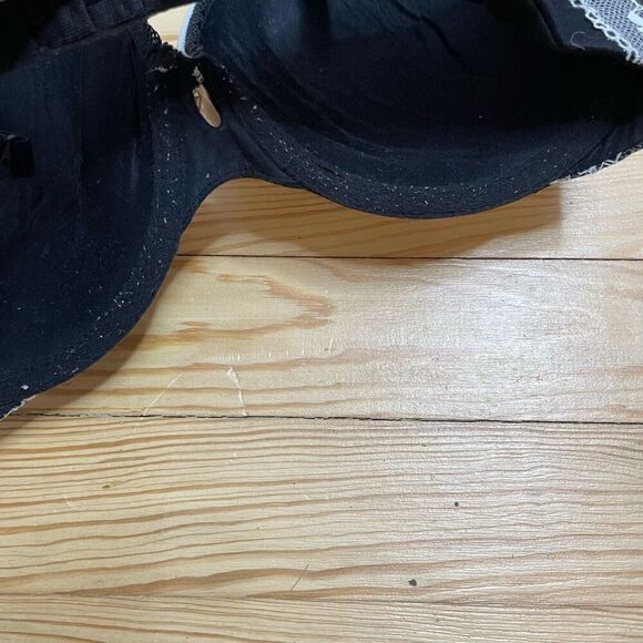 Victorias Secret Body by Perfect Shape Bra Black White Lace Padded 32ddd - Picture 5 of 6